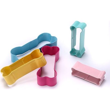 Ensemble d'emporte-pièces en acier inoxydable en forme d'os de chien, colorés, sans BPA, 5 en 1 (1/4)