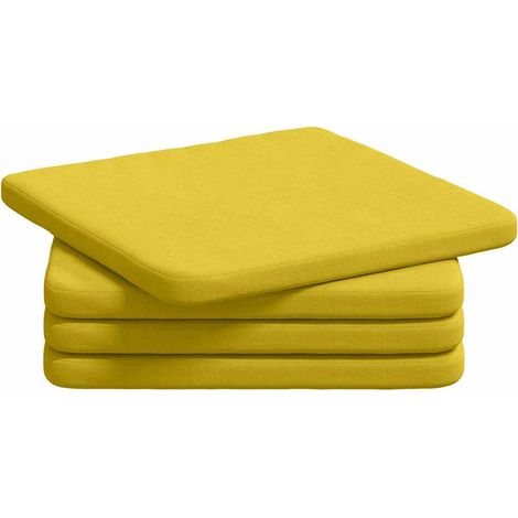 Cojines para asiento 4 pcs Amarillo Claro 40 x 40 x 3 cm tela vidaXL