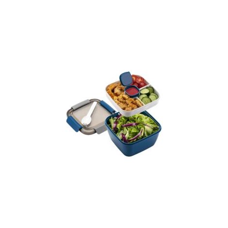 Ciotola per insalata da 1,5 l (52 oz), con 3 scomparti, contenitore per condimento, ingredienti per insalata e snack - Crezuo (1/4)