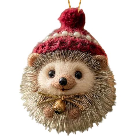 Guirlande Animale En Acrylique - Décoration Arbre De Noël 2D - Chapeau Rouge Et Nœud Doré - Pour Intérieur Et Extérieur - 1 Pièce (1/4)