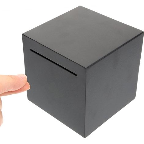 Tirelire en acier inoxydable 15 x 15 x 15 cm non ouvrable avec stickers décoratifs 3D pour adultes et enfants noire (1/5)