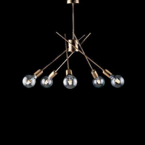 Plafoniera in ferro bronzato spazzolato 5 luci Polish