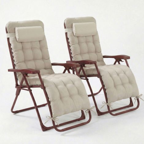 CASABEL lot de 2 chaises pliantes Zéro Gravité Terracotta avec