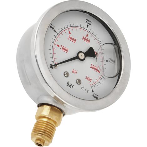 0–400 BAR / 0–5800 PSI G1/4 68 mm Manometer für Hydraulikdruck (1/5)
