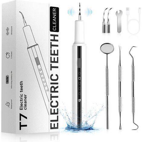 Dispositivo de limpieza dental ultrasónico eficaz con luz LED y 5 modos.