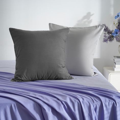 18 Couleurs Lot 2 Taie d'oreiller 65x65 cm Gris Foncé + Gris Clair Housse Oreiller Coussin pour Canapé Lit Fermeture Éclair Anti-Acariens Hypoallergénique Protège Oreiller Zip Microfibre (1/5)