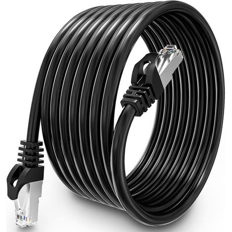 1 câble Ethernet Cat 6, FTP blindé haute performance, 10 mètres, compatible RJ45 pour routeur, modem et console de jeux