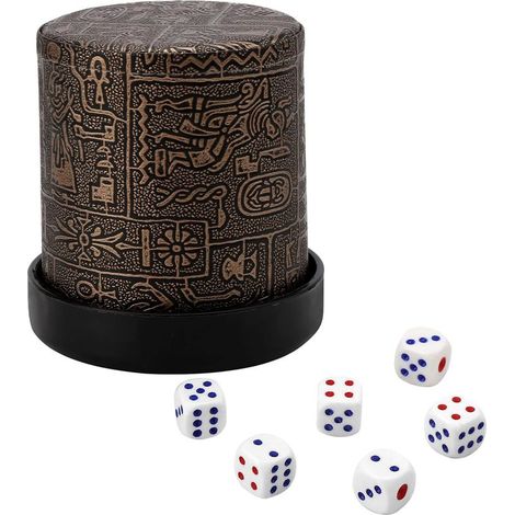 Lot de 6 gobelets à Cubes, en Cuir véritable, de qualité supérieure, 9 cm, avec Gravure, Style médiéval, Marron foncé