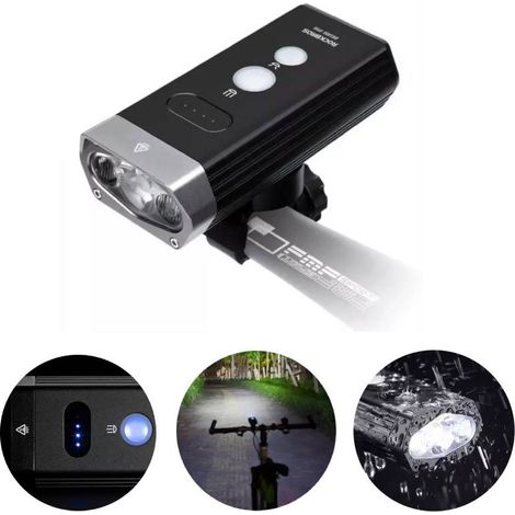 Luz delantera para bicicleta Rockbros BR2000, 2000 lúmenes, USB, IPX6, Powerbank (1/5)