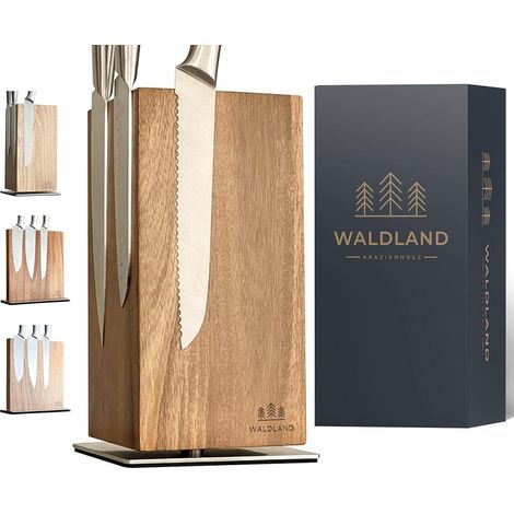 Magnetischer WALDLAND Premium Messerblock 360° drehbar Akazienholz (1/5)