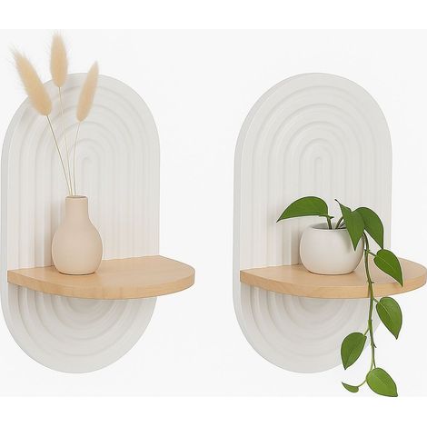 Estantes de pared estilo boho, paquete de 2 - Diseño colgante arcoíris (1/2)