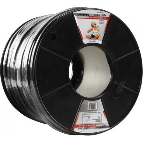 KÖNIG Câble haut-parleur PRO Blindé en bobine 3x 0.14 mm² 100 m Noir