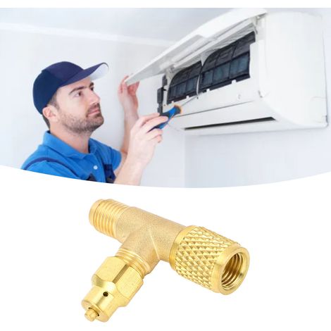Válvula de carga de refrigerante para la reparación de sistemas de aire acondicionado R22/R12 – conexión de tubería, latón, 1/4 SAE 7/16 20 UNF (1/5)