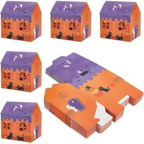20 boîtes en carton pour bonbons d’Halloween – Boîtes décoratives thématiques avec chat, idéales pour biscuits, friandises et cadeaux – Emballages festifs réutilisables pour la fête d’Halloween (1/4)