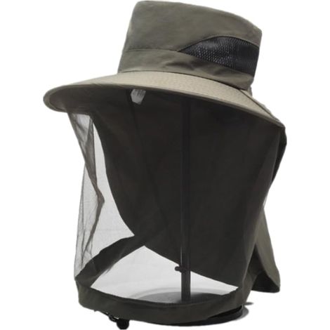 Chapeau d'apiculteur anti-abeille en maille filet pour homme et femme (vert foncé)