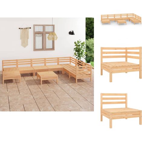 Gartenmöbel-Sets - Living 9-tlg. Garten-Lounge-Set Massivholz Kiefer (1/5)