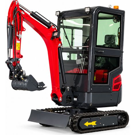 Mw Tools – Mini-pelle 1,8 tonnes avec cabine – Moteur Kubota 10,2 kW 3 cylindres – Bras pivotant – Train de chenilles extensible – MG18FC