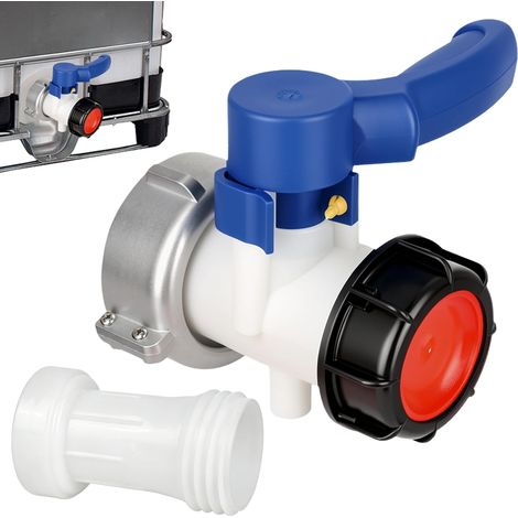Adaptateur IBC Robinet à boisseau sphérique DN50 75 mm Robinet d'arrêt pour réservoir IBC Robinet de vidange pour conteneur IBC avec raccord, réservoir d'eau, réservoir de pluie (1/5)