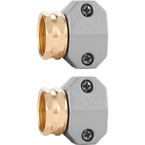 Raccord femelle en zinc et aluminium, compatible avec tous les raccords de réparation de tuyaux d'arrosage de 5/8 po et 3/4 po, lot de 2 (1/5)