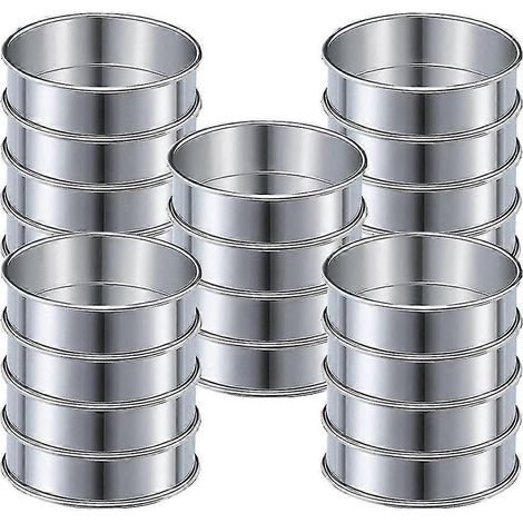 Cercles à muffins et crumpets de 10 cm, 20 moules à muffins en acier inoxydable, double enroulement, pour tartelettes. (1/5)