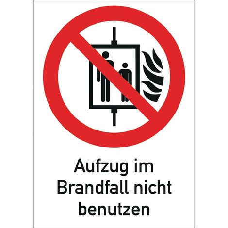 Film plastique Ne pas utiliser l'ascenseur en cas d'incendie 185x131mm rouge/blanc