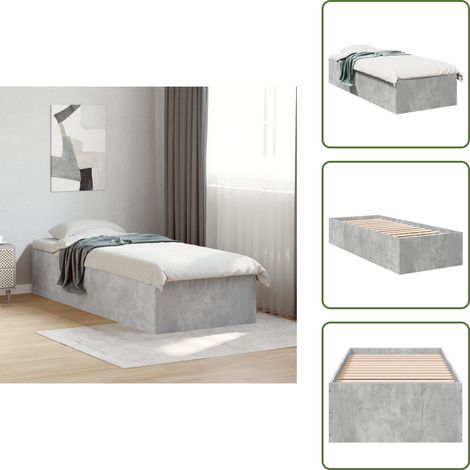 The Living Store Bettgestell Betongrau 100x200 cm Holzwerkstoff - Betongrau Bett (1/5)