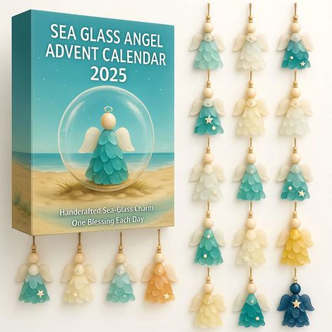 New 2026 Sea Glass Angel's Descent Calendar - Handmade Daily Blessing - Emerald - 2026