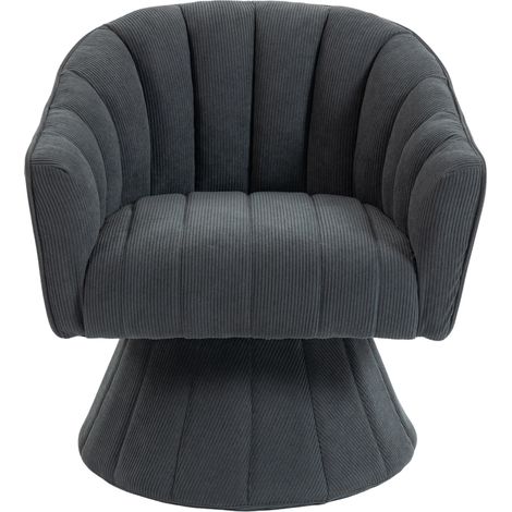 Silla giratoria 360° ergonómica tapizada en tejido gris oscuro con base estable (1/5)