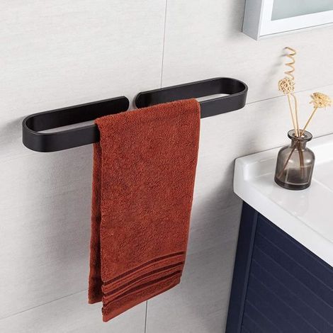 Towel Holder - Self-Adhesive - Aluminum - Black - Contemporary Design