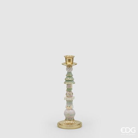 EDG Enzo De Gasperi Portacandela Natale Strati Poly H 31 Cm Green Pink