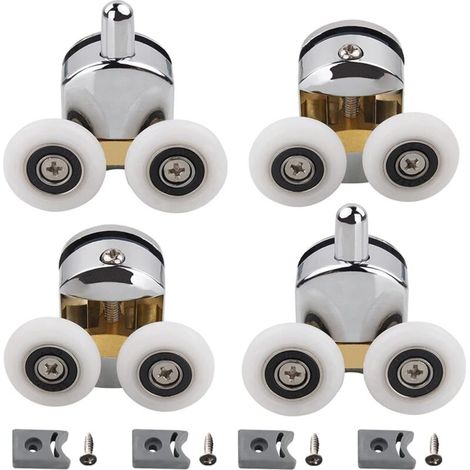 Roulette Porte Coulissante Douche 4 Pièces Diamètre 23mm Roulettes de Porte de Douche (2 en Haut et 2 en Bas),Roulettes de Porte de (1/5)