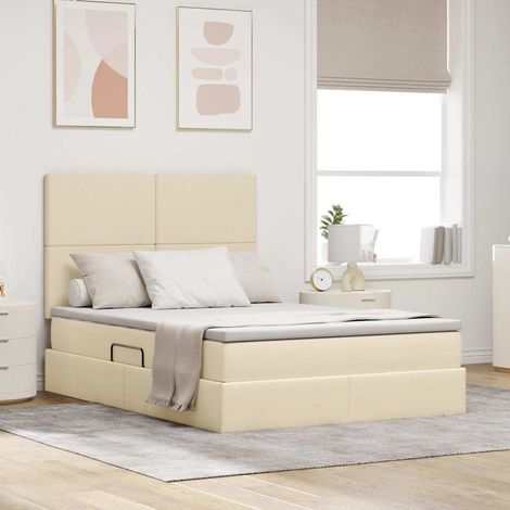 Bett mit Stauraum und LED mit LED Creme 140 x 200 cm Polyester (1/5)