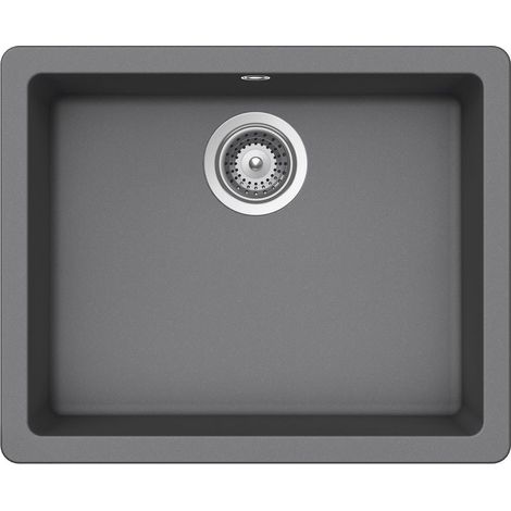 Fregadero de 1 cubeta de QUARZEX® RIGA - ROCA Color: Gris - Medidas: 550x430x200 mm (1/2)