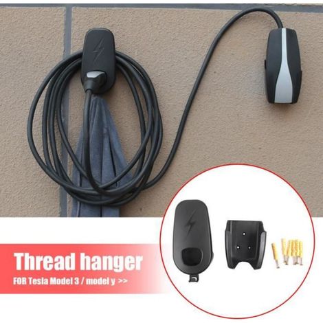 Accessoires auto intérieurs,Organisateur de câbles de chargement de voiture Tesla modèle 3 Y, support de connecteur mural - Type EU (1/4)
