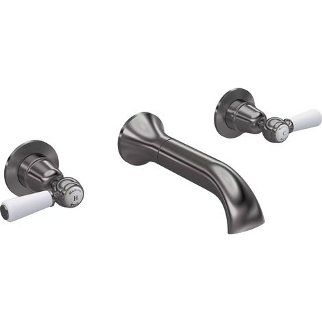 Hudson Reed Topaz Lever Wall Mounted Bath Filler Tap - Brushed Pewter (1/2)