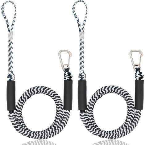 Corde d'amarrage, accessoires pour bateaux et quais, amarre tressée double, ligne d'amarrage avec crochets, corde d'amarrage pour bateaux, kayaks, jet-skis, pontons, canoës (blanche) (1/5)