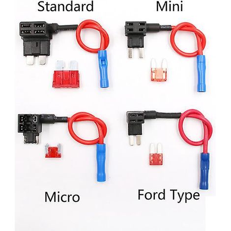 4pcs Petite Add-a-circuit Porte-fusible Voiture,  12v 24v Adaptateur Porte Fusible Lame Acs Ajouter Un Circuit Fusible Robinet Piggy Back Avec Fus (1/5)