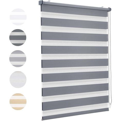 Store enrouleur zébré jour nuit 65 x 210 cm Gris foncé Installation sans perçage occultants protection solaire (1/5)