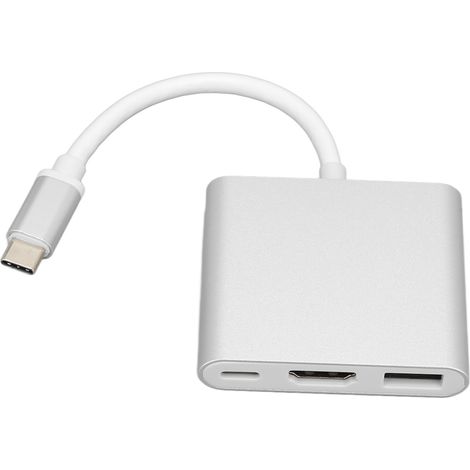 Adaptateur USB C vers HDMI 4K 3 en 1 avec charge rapide PD, convertisseur haute vitesse compatible TV, moniteur, projecteur (1/5)