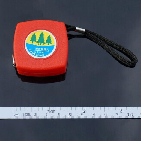 Mètre ruban rétractable, 2m/acier/plastique, rouge, métrique (1/4)