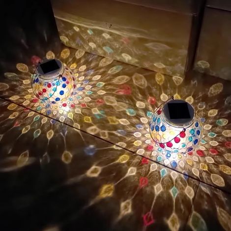 lampes solaires d'extérieur étanches lustre décoratif paon en pour terrasse balcon et jardin lumière chaude suspensions/sur pied 2 verre (1/5)