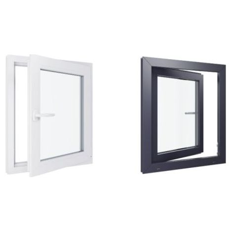 Finestra in PVC - Triplo vetro - Bicolore - Bianco e grigio - 700 mmx800 mm cm