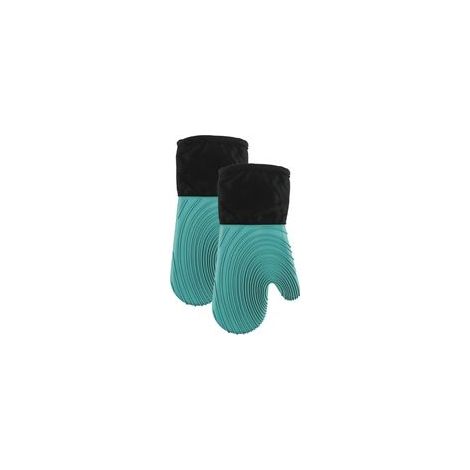 Lot de 2 gants isolants en silicone vert foncé (1/5)