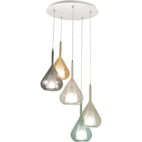 Lustre suspension LED Lila en métal et verre borosilicate 3481-49-362 Fabas Luce