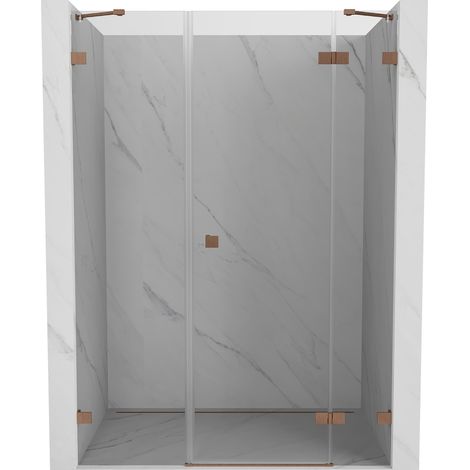 Mexen Lunar porte de douche pivotante droite 150 cm, transparent, cuivre brossé - 834S-150-050-65-00-P (1/5)