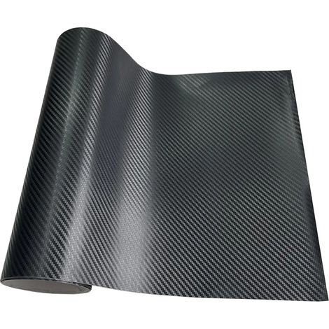Film adhésif vinyle imitation fibre de carbone 3D (noir carbone 3D - 50 cm x 150 cm) - Noir brillant, noir mat. Idéal pour voiture, console, ordinateur ou ordinateur portable. (1/4)