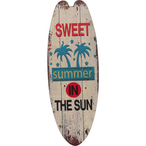 Panneau décoratif mural en bois représentant une planche de surf-45X16X0.5CM-Beige (1/3)