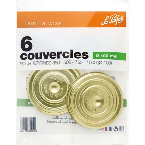 Bouchon familia wiss 100mm – Lot de 6 couvercles pour terrines – Fabriqué en France – Accessoire de conservation – Le Parfait (1/6)