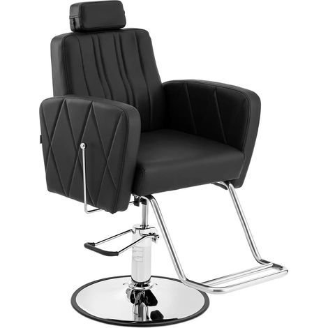 Fauteuil de coiffeur professionnel avec repose-pieds 200 kg acier inoxydable PVC noir