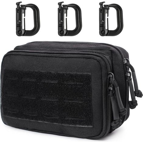 Taktische Molle Tasche mit 3 Karabiner, EDC Utility Beutel für Outdoor, Wandern, Jagd